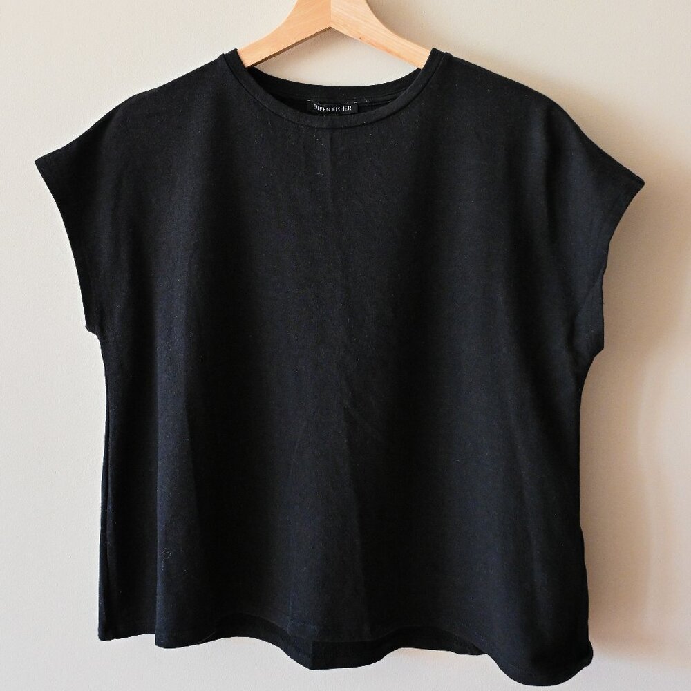 Eileen Fisher black summer top, size small